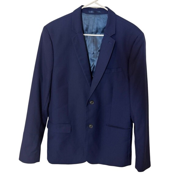 Topman 2 Button Blazer Jacket  Men's Size 42R Navy Blue Eve BLE Slim Single Vent - Picture 1 of 9